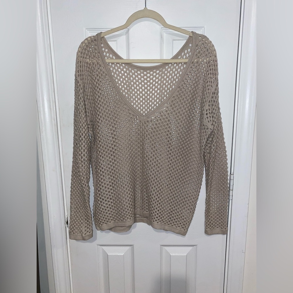 Beige V-Neck Sweater